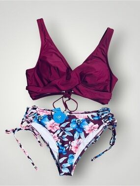 NWT Cupshe Front Cross Lace Up 2pc Bikini